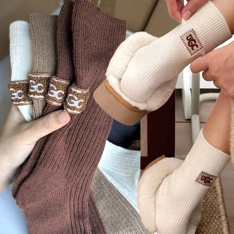 Women's Furry Heel Knitted Snow Boot Socks – Cosy Winter Boot Socks - lily supply