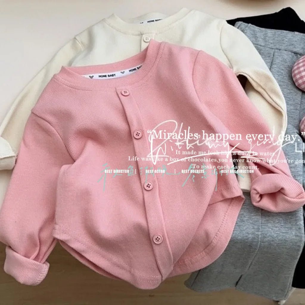 Children's T-Shirts Slim Top Solid Color Fashion Breasted T-shirt Long Sleeve Girls Play Undershirt Kids Clothes for Girls - lily supply