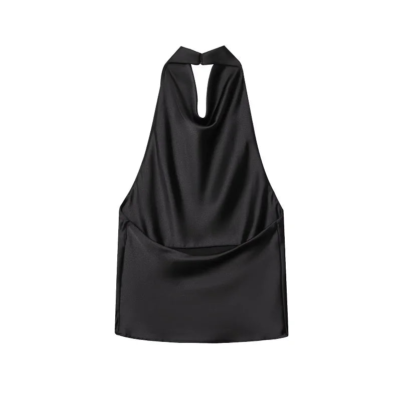 Women's Satin Halter Backless Camisole Top