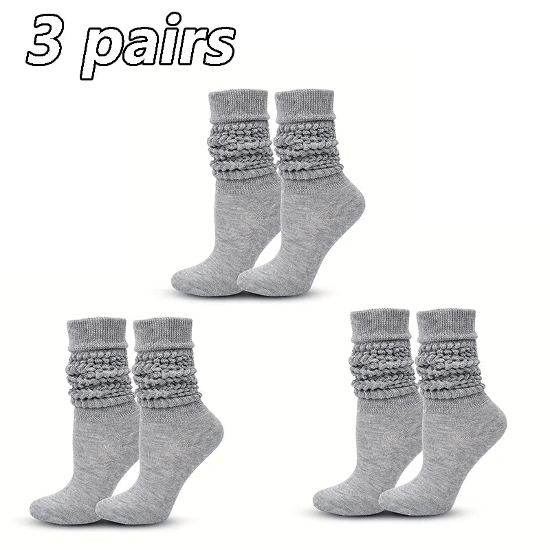Women's White Solid Pile - Up Mid Length Socks – Casual Cotton Socks - lily supply
