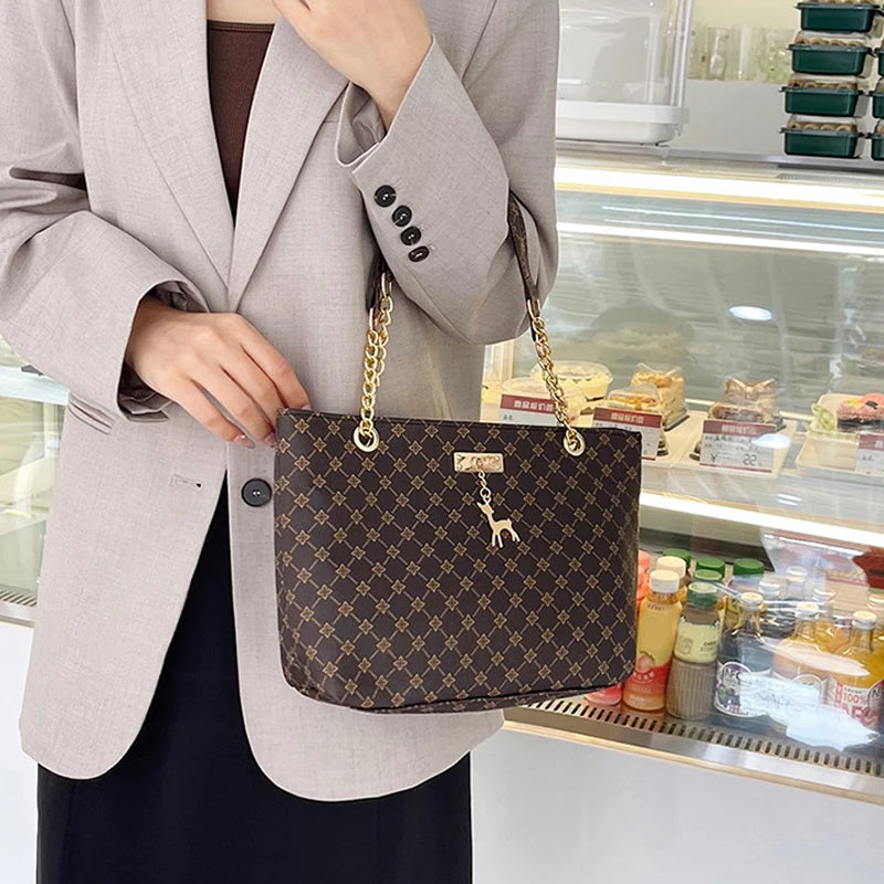 Women's Large Capacity Luxury Print Tote Bag - Trendy Shoulder Purse