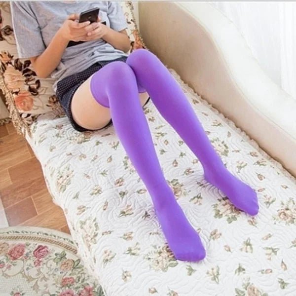 Women's Over Knee Thigh High Stockings - Black White Lolita Long Socks - lily supply