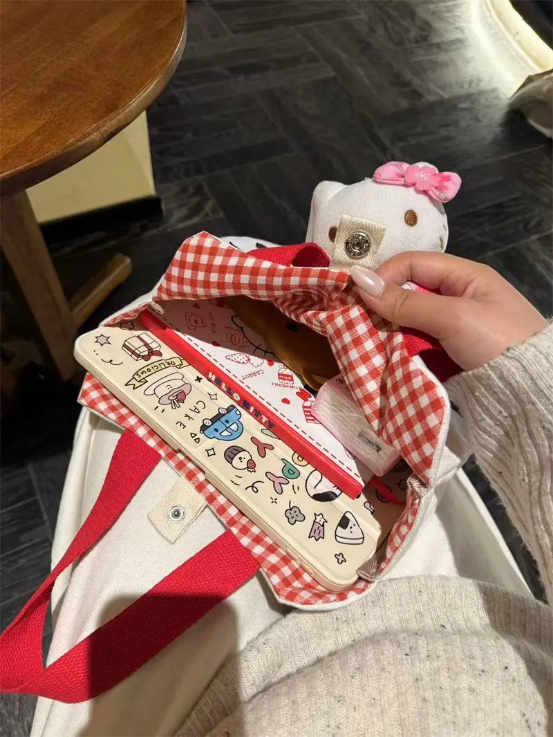 Cute Cartoon Canvas Tote Bag - Large Capacity Women Daily Commute Shoulder Bag