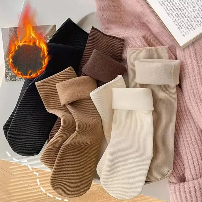 Women's Fuzzy Warm Snow Socks - 5 Pairs Thickened Sleeping Floor Stockings - lily supply