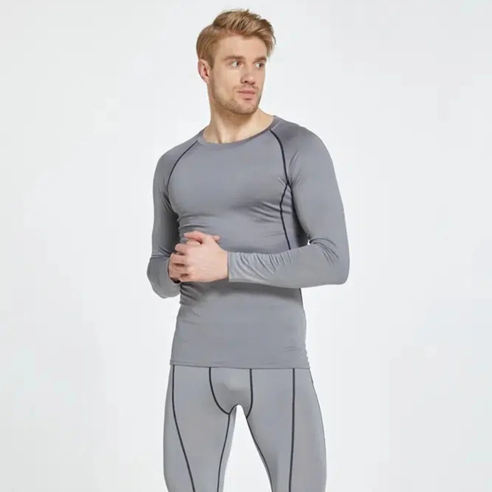 Men Bodybuilding Sports T-Shirt Quick Dry Running Shirt Long Sleeve Compression Top Gym T Shirt Men Fitness Tight Rashgad - lily supply
