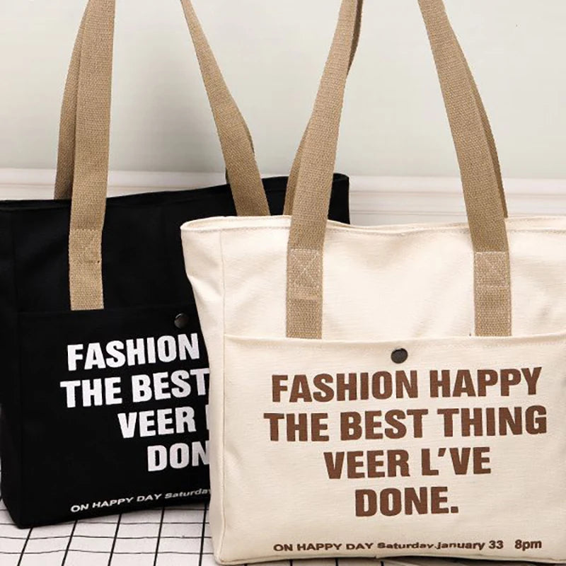 Women's Canvas Laptop Shoulder Bag - Large Capacity Student Commute Tote