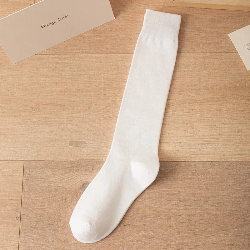 Women's JK Cotton Knee High Socks - Black White Slimming Japanese Korean Style