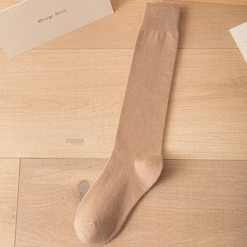Women's JK Cotton Knee High Socks - Black White Slimming Japanese Korean Style - lily supply
