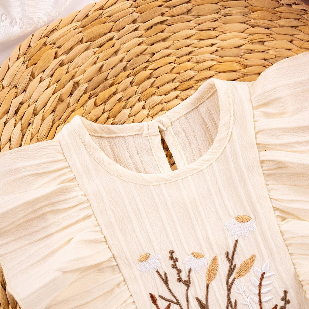 Girls' Cute Print Dress, Seasonal Change, Summer Fashion Round Neck Sleeveless Ruffle Knee - Length, Casual Versatile Party - lily supply