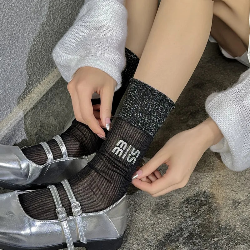 Women's Ballet Lace Glass Wire Transparent Socks – Sheer Ankle Socks