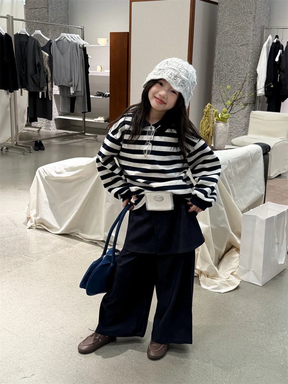 Girls Long Sleeve T-shirt 2025 Autumn Spring New Korean Fashion Casual Daily Sriped Turn - down Collar Top Kids All - match Clothes - lily supply