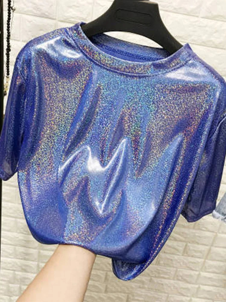 Women's Shiny Loose Harajuku Club T-Shirt