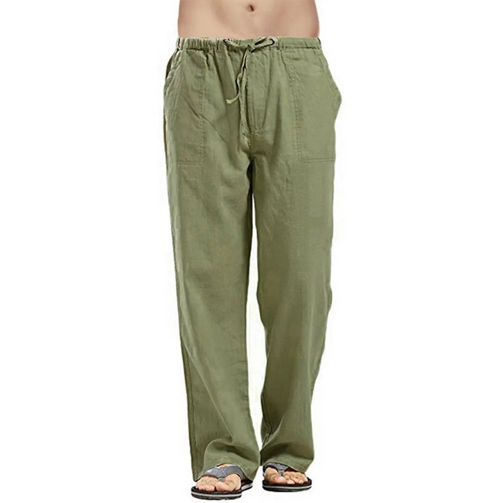 Men's Cotton Linen Pants - Breathable Loose Summer Trousers