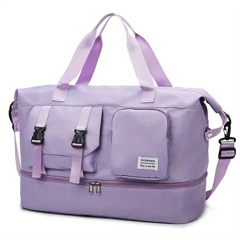 Large Capacity Carry on Travel Bag for Women, Weekender Overnight Duffel Bag with Shoe Compartment, Gym Bag with Wet Pocket