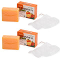 1/2PCS Persimmon Cleansing Soap Bar With Foaming Net Body Care Face Wash Exfoliating Whitening Soap Fruit Handmade Shower Soap - lily supply