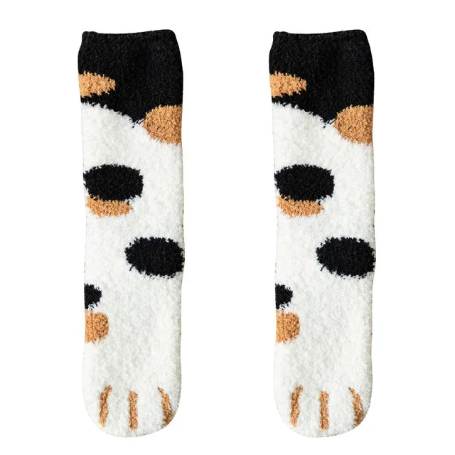 Women's Kawaii 3D Dog & Cat Paw Fleece Socks – Cute Fluffy Socks