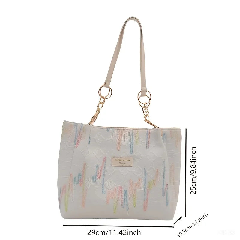 Women's Artistic Embroidery Waterproof Laptop Tote Bag