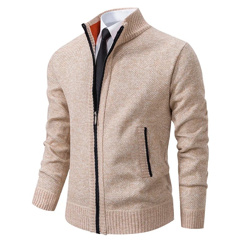 Men's Fleece Zip Stand Collar Cardigan - lily supply
