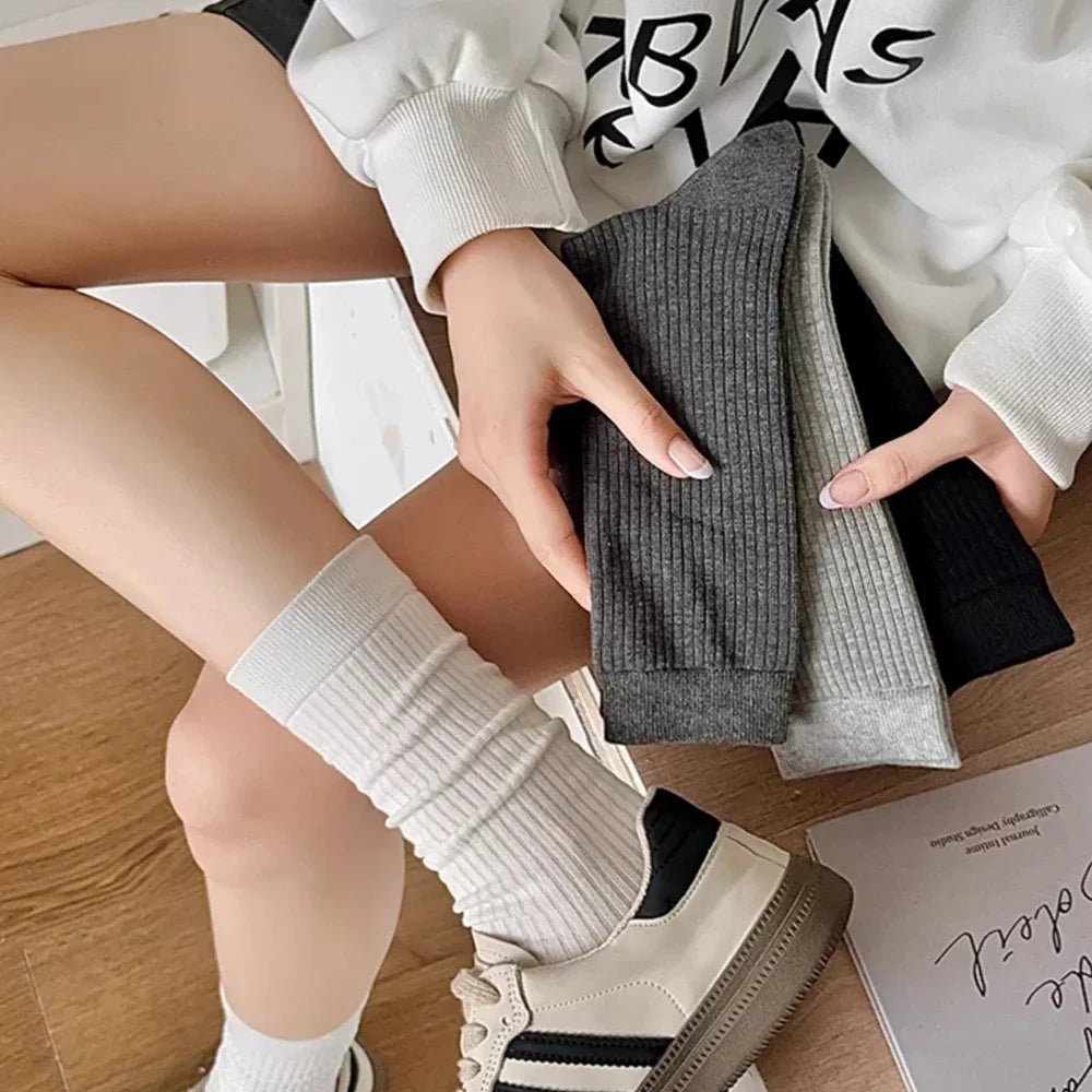 Women's Korean Stripe Pile Long Winter Socks – Warm Knee High Socks - lily supply