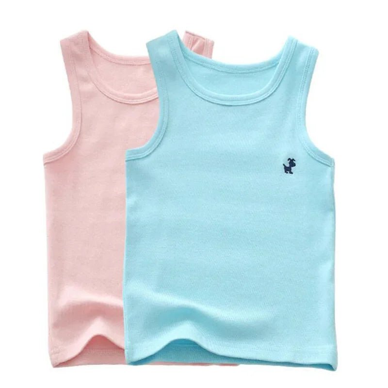 Fashion Children T-shirts for Girls Candy Color Baby Boys Graphic Tee Cotton Vest Tops Kids Summer Clothes Sleeveless T-Shirt - lily supply