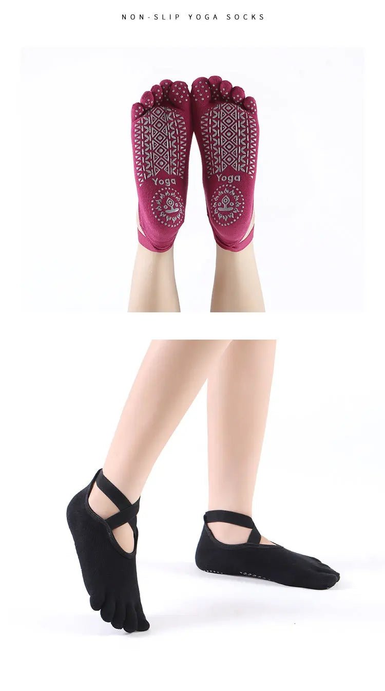 Women's Anti - Slip Five Toe Yoga Socks - Pilates Ballet Dance Sports Socks - lily supply