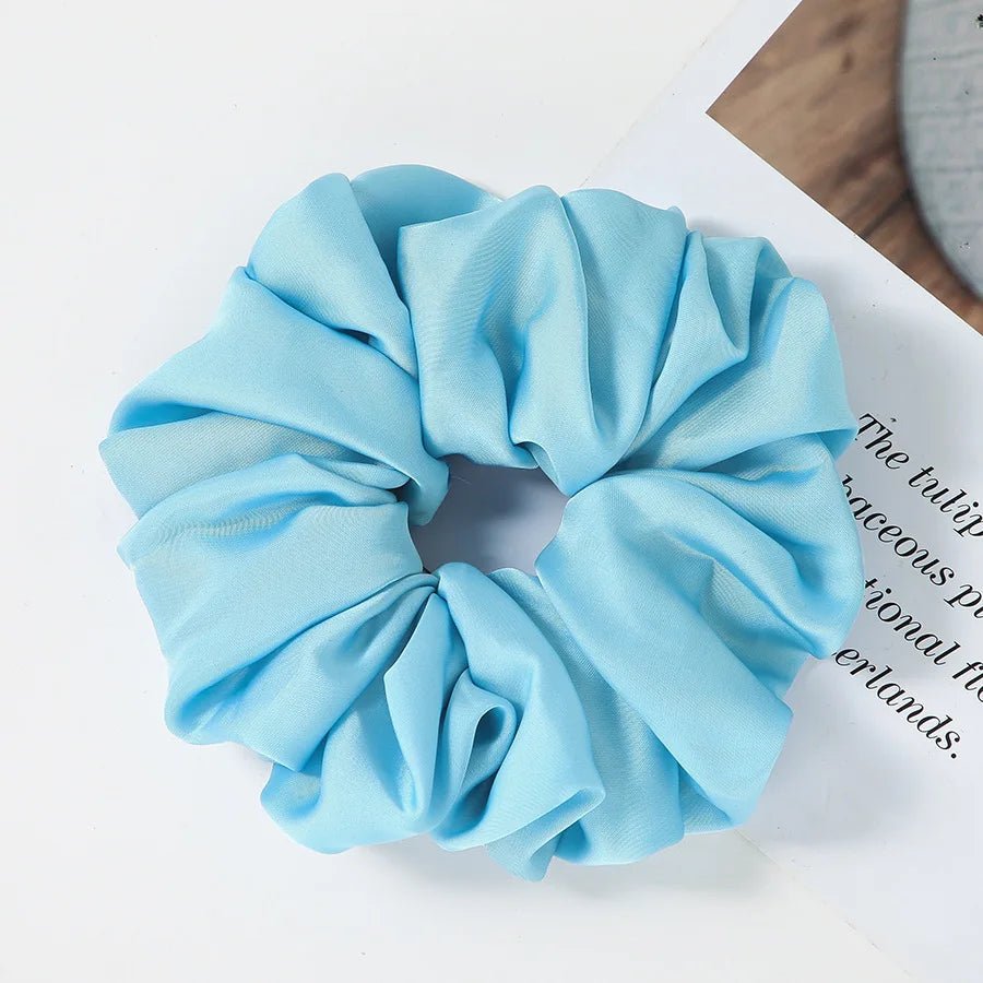 Fashion Oversize Solid Satin Scrunchie - Elastic Ponytail Holder - lily supply