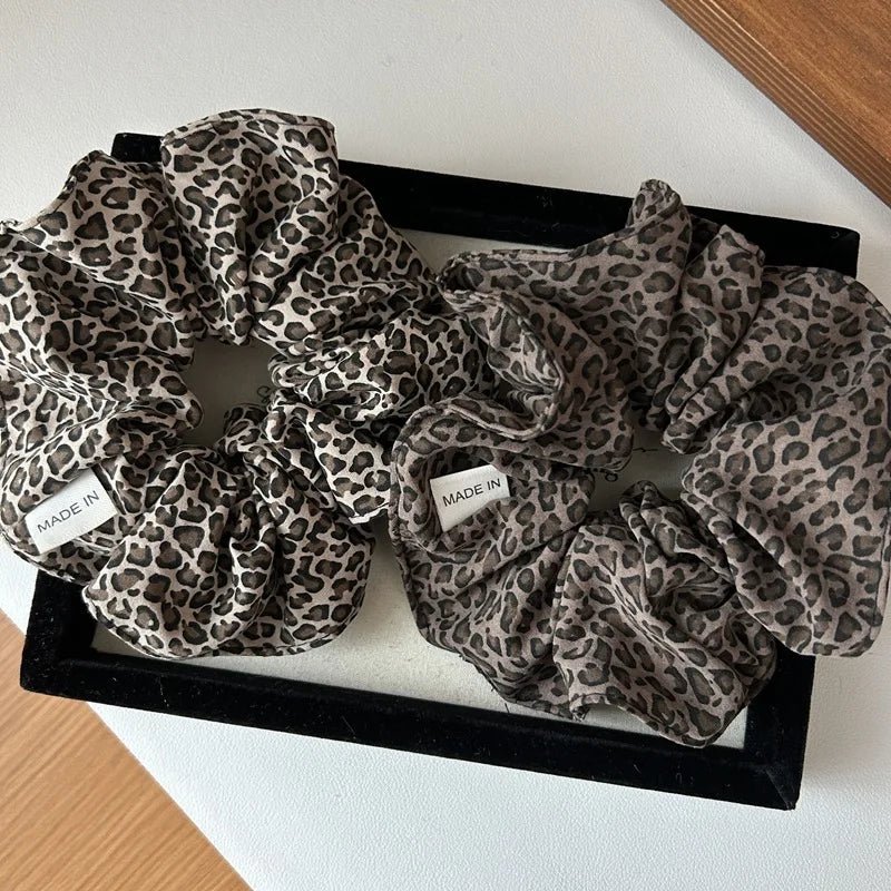 Leopard Print Oversized Scrunchie - Retro Elastic Hair Tie - lily supply
