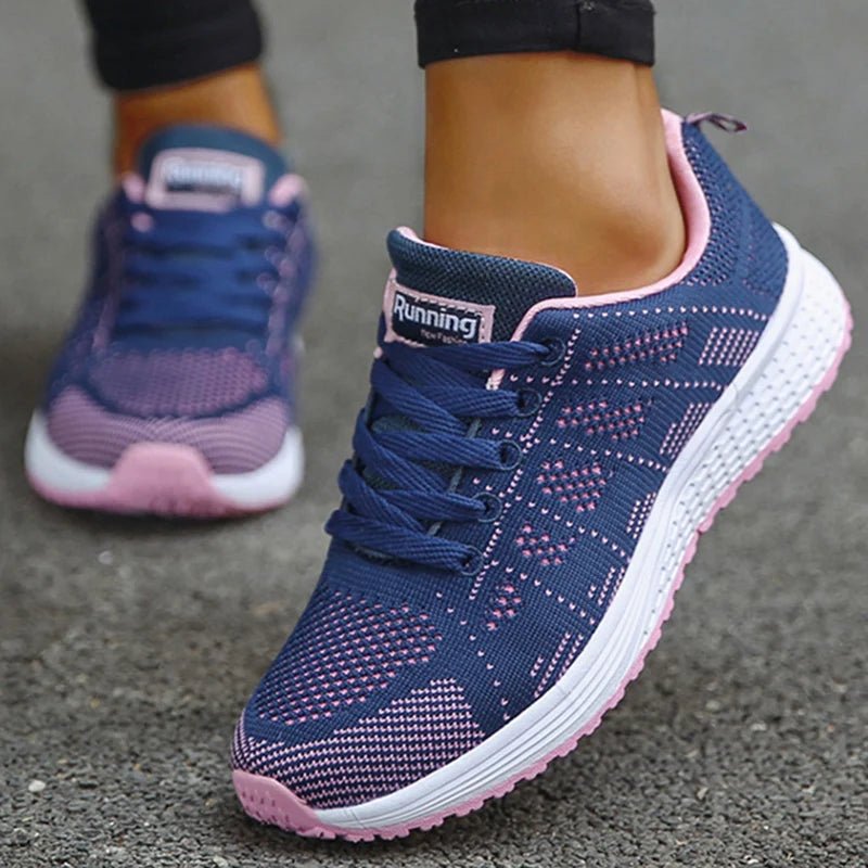 Women's Sneaker 2025 New Fashion Breathable Trainers Comfortable Sneakers Mesh Fabric Lace Up Women's Tennis Shoes For Women - lily supply