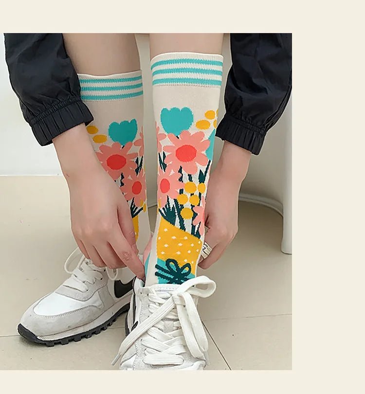 Women's Plant, Hedgehog & Sloth Print Socks – Trendy Casual Socks - lily supply