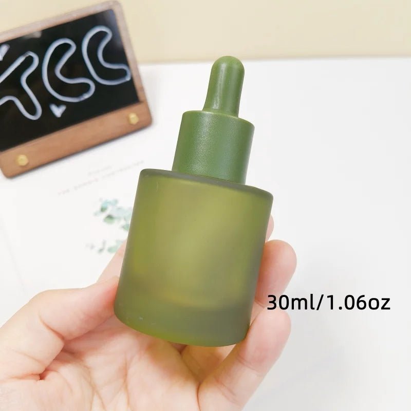 2Pcs 15/30ml Matte Green Glass Dropper Bottles Containers Portable Travel Set High - Quality for Essential Oils Fragrances Serums - lily supply