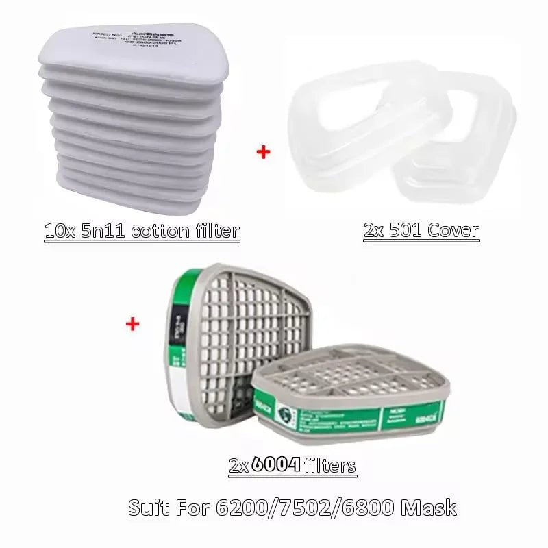 6001/6002/6004 Cartridge Box 5N11 Cotton Filters Sets For 3m 6200/7502/6800 Dust Gas Mask Respirator Chemical Painting Spraying - lily supply