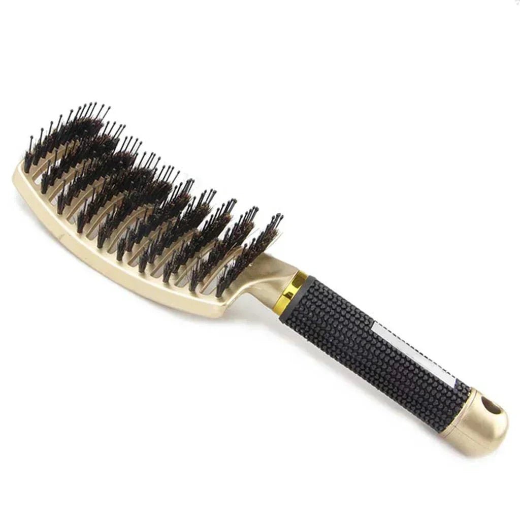Boar Bristle Nylon Scalp Massage Comb - Wet Curly Detangle Salon Brush - lily supply