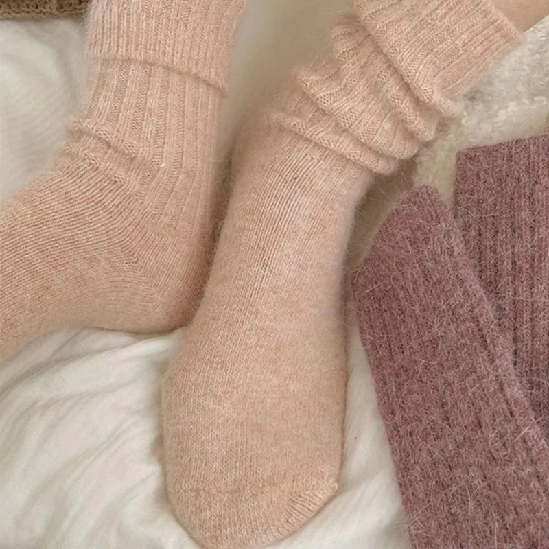 Women's Cashmere Wool Thermal Long Socks - Harajuku Style Winter Warm Sox - lily supply