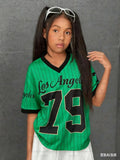 Girls Casual Sports Style Los Angeles NO.79 Print Short Sleeve V - Neck Women's Children Men's T-shirt Tops - lily supply