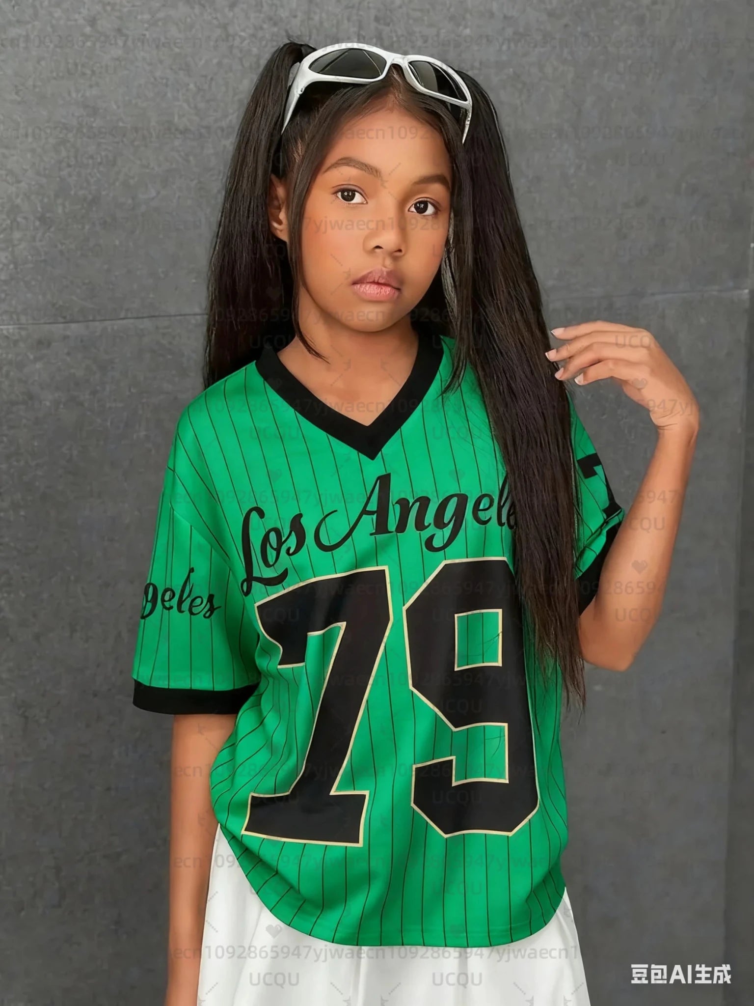 Girls Casual Sports Style Los Angeles NO.79 Print Short Sleeve V - Neck Women's Children Men's T-shirt Tops - lily supply