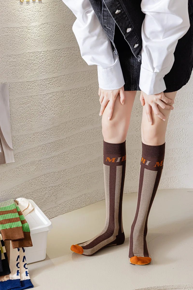 Women's Korean Retro Knee Length Socks – Vintage Style Long Socks - lily supply