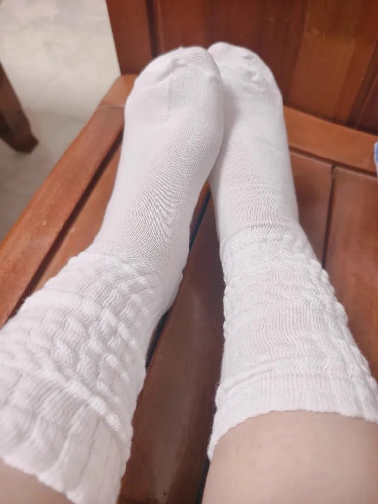 Women's Solid Stacked Knitted Socks – Mid - Calf Casual Socks - lily supply