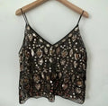 Women's Sequined Beaded Mesh Sparkly Cami Top