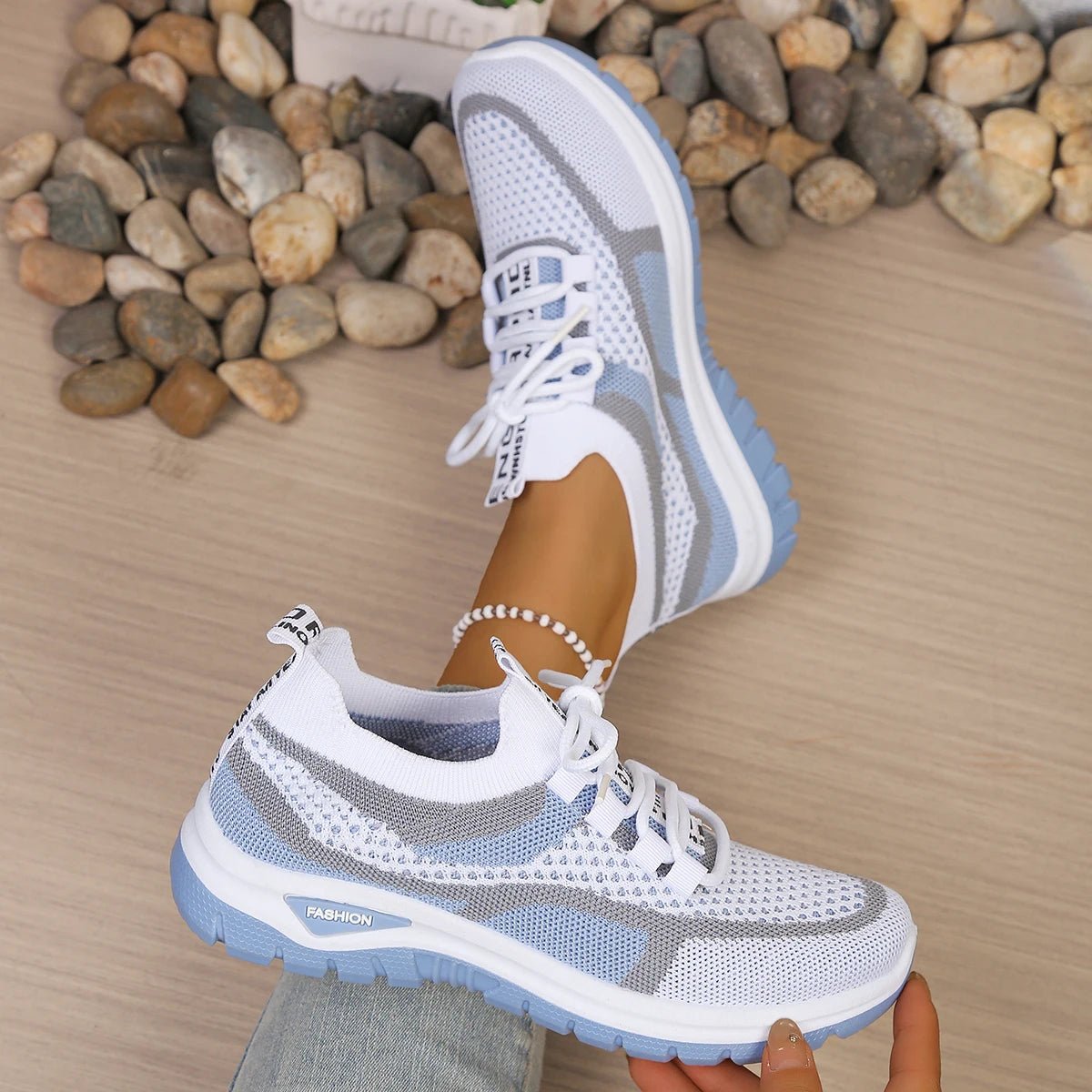 Women's sports shoes breathable flying woven mesh outdoor anti - slip shoes comfortable running women shoes free shippiing shoes - lily supply