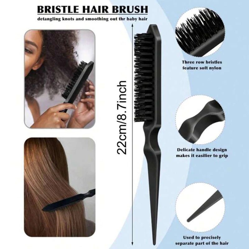 Bristle Slick Back Hair Brush - Sleek Ponytail Bun & Edge Control - lily supply