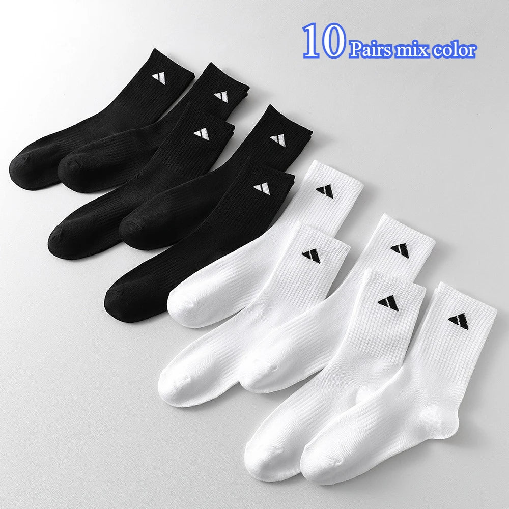 Men & Women Solid Colour Socks - 5/10 Pairs Antibacterial Breathable Comfortable - lily supply