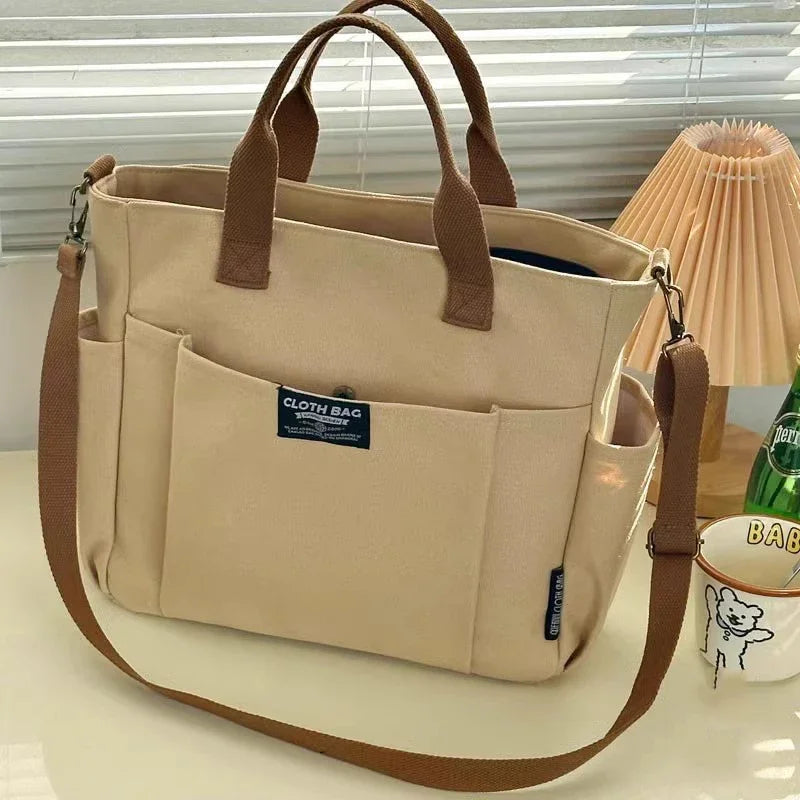 Women's Large Minimalist Canvas Tote Bag - Extra Wide Work Shopper