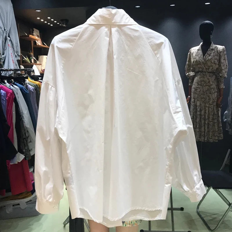 Women's Loose Pointed Collar Office Blouse