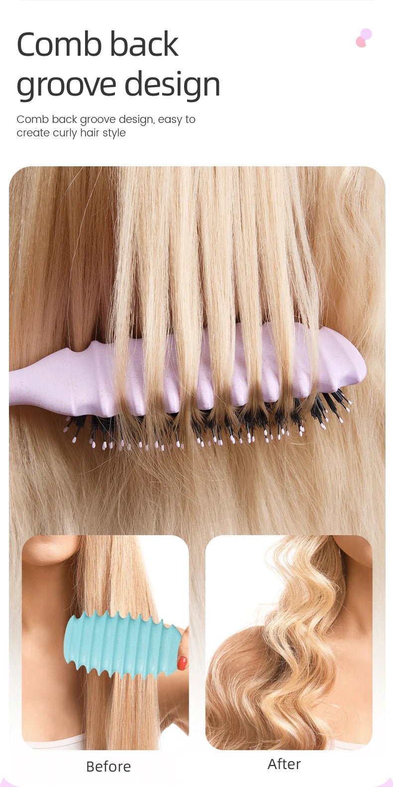 Candy Curly Hair Styling Brush - Nylon Bristle Detangling Comb - lily supply