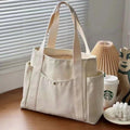 Large Canvas Tote Bag - College Style Commute Student Book Shoulder Bag - lily supply