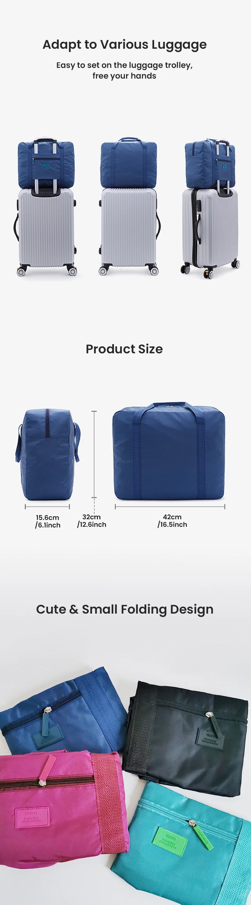 Lightweight Foldable Travel Duffel Bag - Unisex Carry-On Weekend Tote