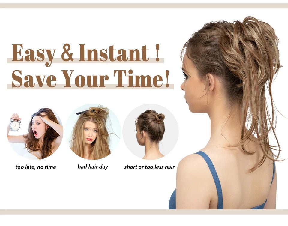 Synthetic Curly Messy Bun Hairpiece - Elastic Chignon Updo Donut - lily supply