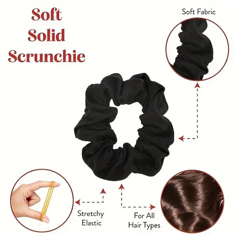 Black Hair Scrunchies - Ponytail Holders for All Hair Types - lily supply
