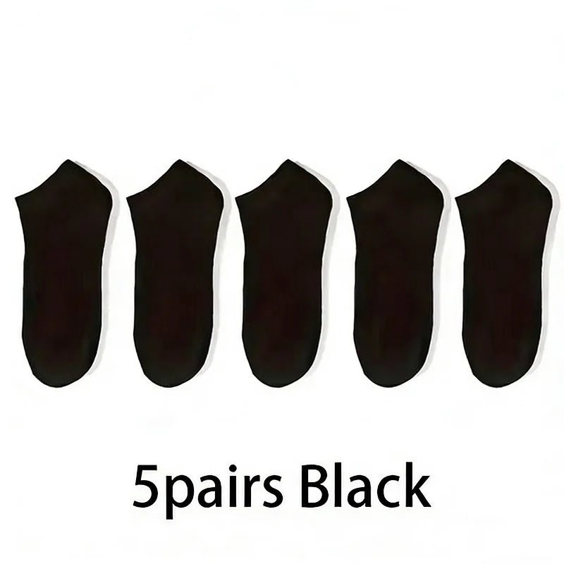 5 Pairs Women's No - Show Low - Cut Cotton Socks - Breathable Summer Solid Colours - lily supply