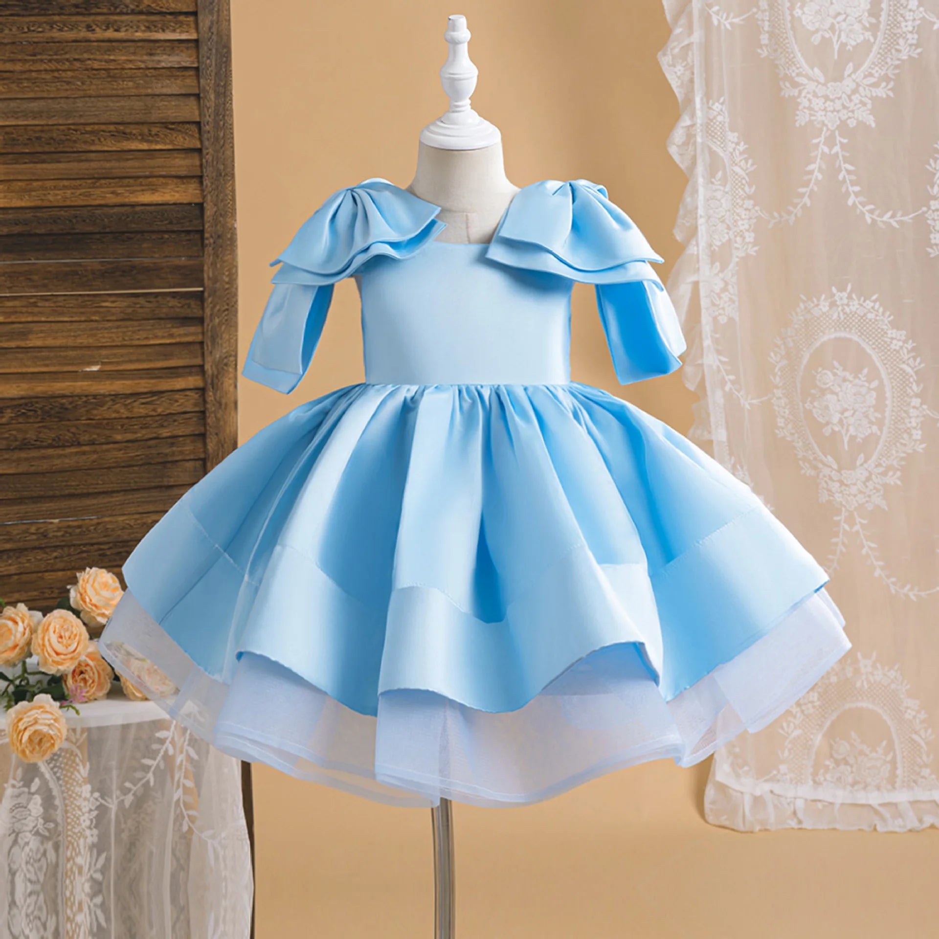 Girls Patchwork Princess Ball Gown Party Dress | Sleeveless Applique Dress Ages 4 - 7Y - lily supply
